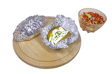 potato with curd in foil