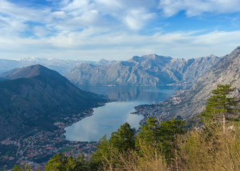 Fototapeta na wymiar Top-view of Kotor and Bay of Kotor