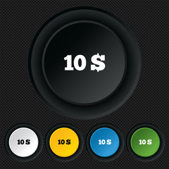 10 Dollars sign icon. USD currency symbol.