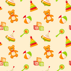Seamless pattern with children's toys.