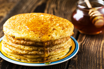 Pancake. Pancakes stack, traditional Russian pancakes - blini