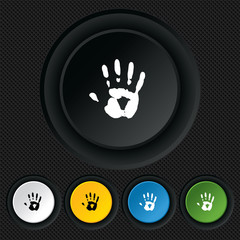 Hand print sign icon. Stop symbol.