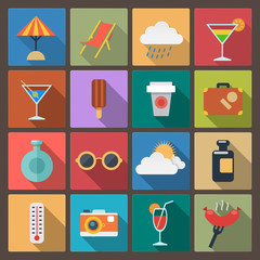 set of sixteen rest icons in flat design style