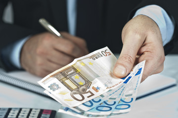 Foreground lifestyle businessman in suit and tie