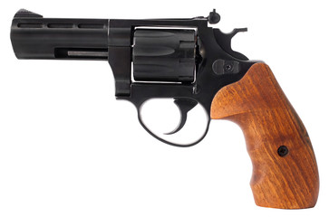 Black revolver isolated on white background