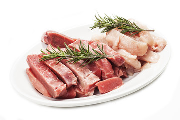 Carne su sfondo bianco