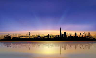 San Francisco colorful skyline sunset