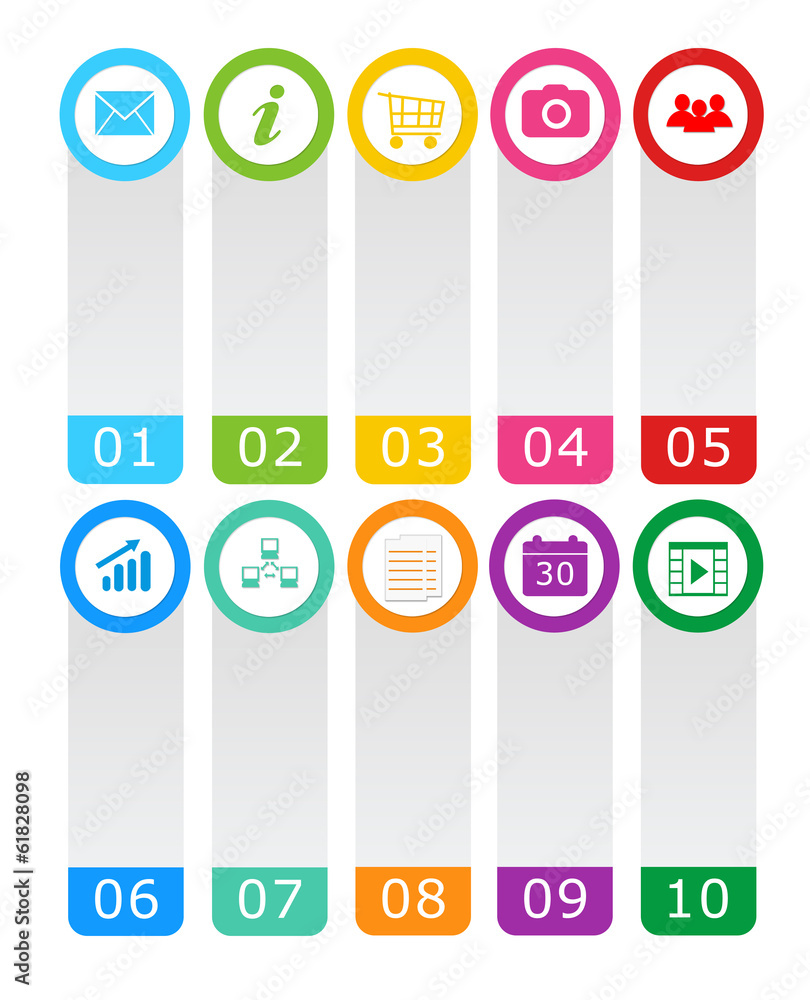Poster colorful buttons for website menu or design