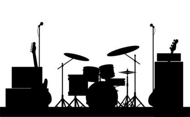 Obraz premium Rock Band Equipment Silhouette