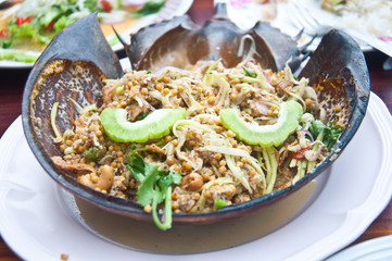 spicy Salad made with horseshoe crab eggs