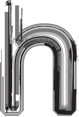 Grunge font. Letter h