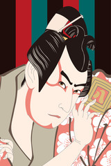 歌舞妓堂艶鏡　三代目市川八百蔵の梅王丸のイラスト