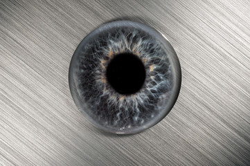 eyeball on brushed metal