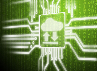 cloud button with cpu pattern concept