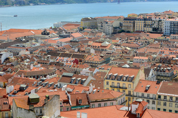 Fototapeta na wymiar Alfama District and Tejo River from Castle of São Jorge, Lisbon