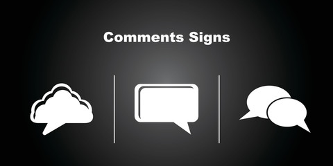 3 Comments Icons on Black Background.