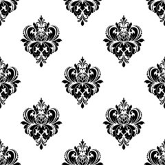Floral seamless arabesque pattern with damask motifs