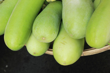 Fresh vegetables - green hatch in the market.