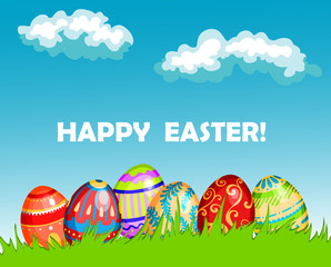 Colourful Happy Easter greeting card design