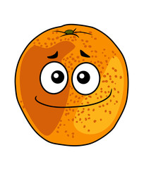 Juicy ripe cartoon orange with a cheeky grin