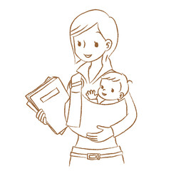 Obraz premium 働くママと赤ちゃん