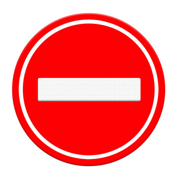 No Entry Sign, road traffic warning and pole, isolated