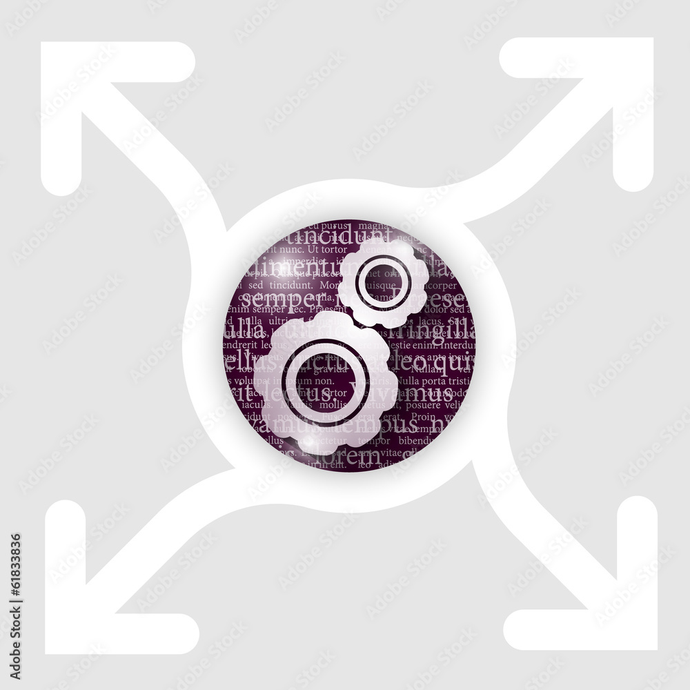 Aufkleber abstract circle with texture of the letters and cogwheels