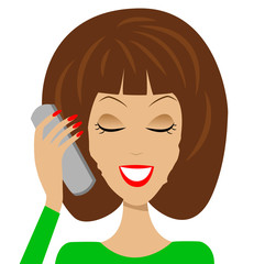 business  woman emotionally speak by phone