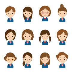 顔　セット／学生　女の子