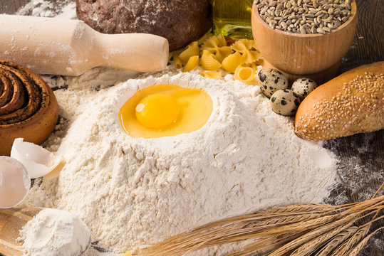 flour, eggs, wheat still-life