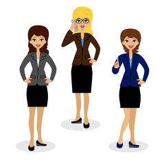 three successful business woman on white background