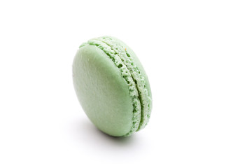green macaroon on white