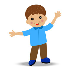 merry little boy on white background