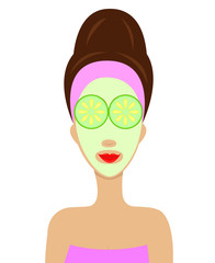 young woman with a cosmetic mask on face