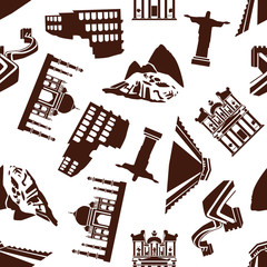 Seven Wonders of the World seamless pattern