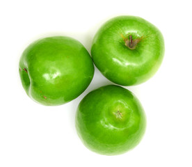 Green apple fruits isolated on white background