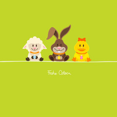 Schaf, Osterhase & Ente Ostereier grün