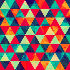 colored triangle seamless pattern with blot effect