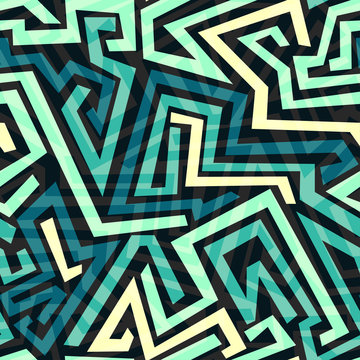 blue maze seamless pattern