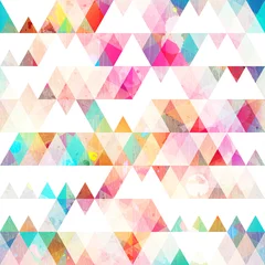 Behang regenboog driehoek naadloos patroon met grunge effect © gudinny