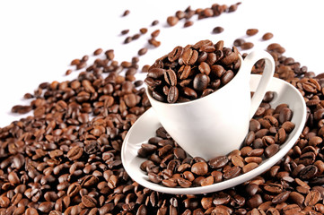 Cup with coffee beans