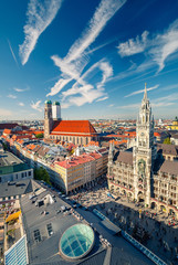 Aerial view on the historic center of Munchen - obrazy, fototapety, plakaty