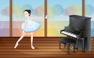 A ballet dancer near the piano