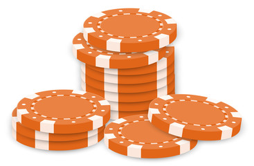 Orange poker chips