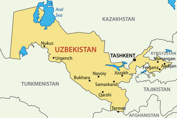 Republic of Uzbekistan - vector map - 61839830