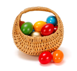 Easter eggs in wicker basket