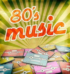 80s music vintage poster design. Retro concept