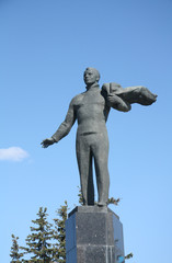First astronaut Jury Gagarin monument in Gagarin city