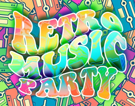 Retro music party concept Vintage poster design