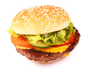 Hamburger isolated on white